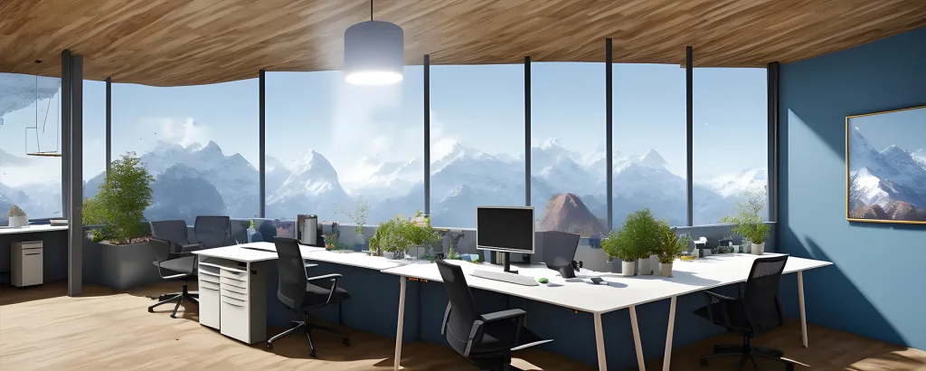 Bergpanorama im Büro