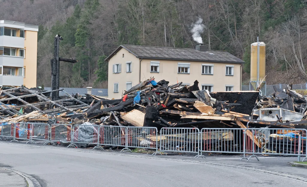 Altstoffsammelzentrum Bauhof Feldkirch nach dem Brand