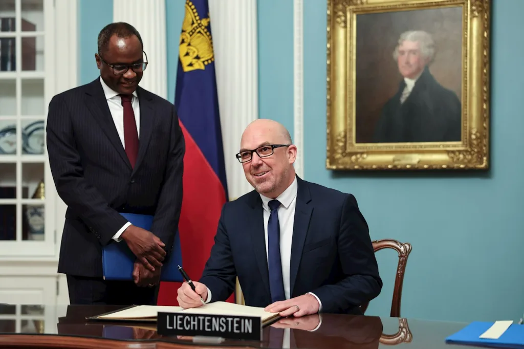 Regierungschef Daniel Risch: Mit der Unterzeichnung des IWF-Abkommens ist ein langjähriges Ziel erreicht worden.