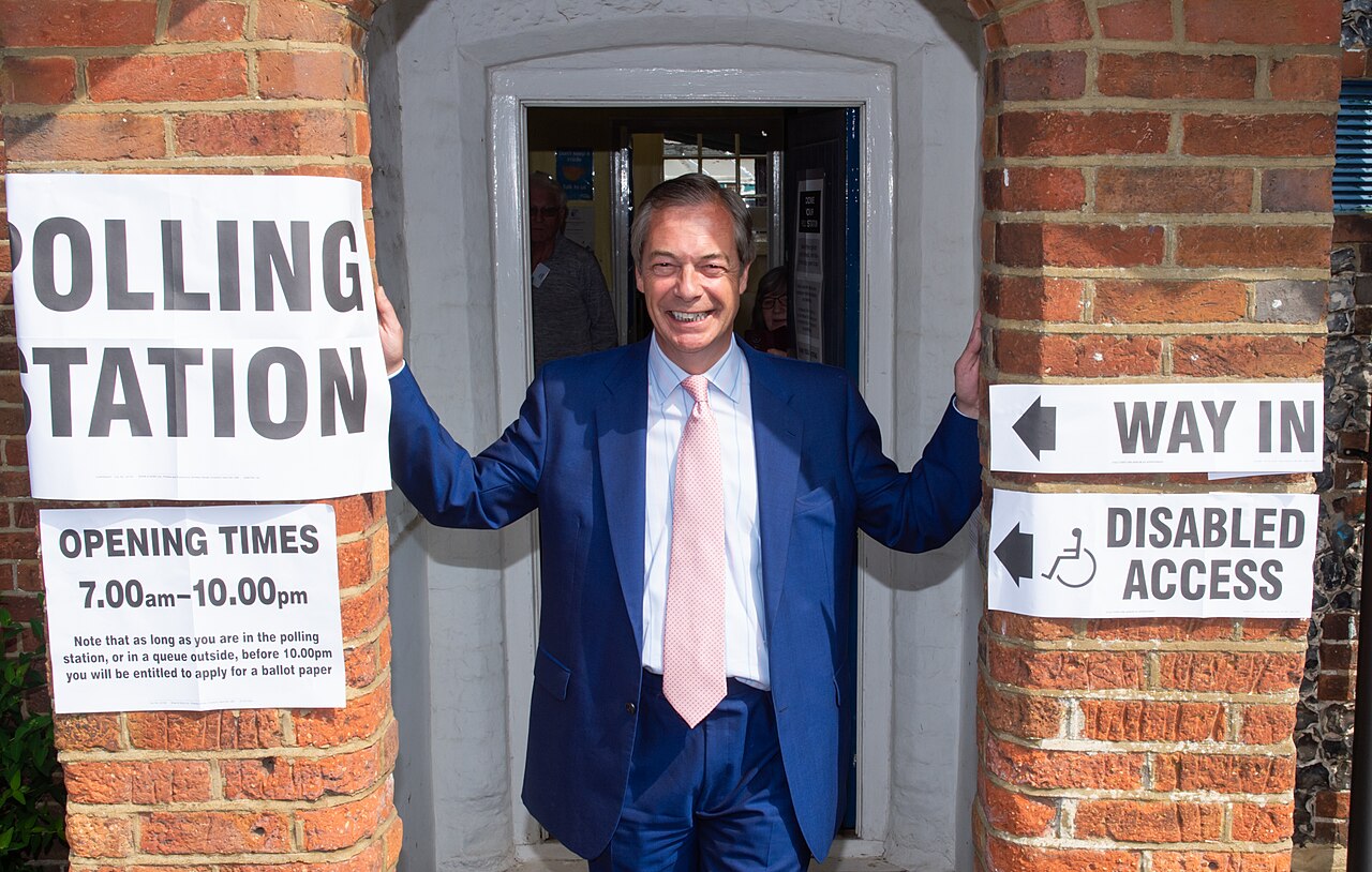 Nigel FARAGE voting for the European Elections 2019 in the UK