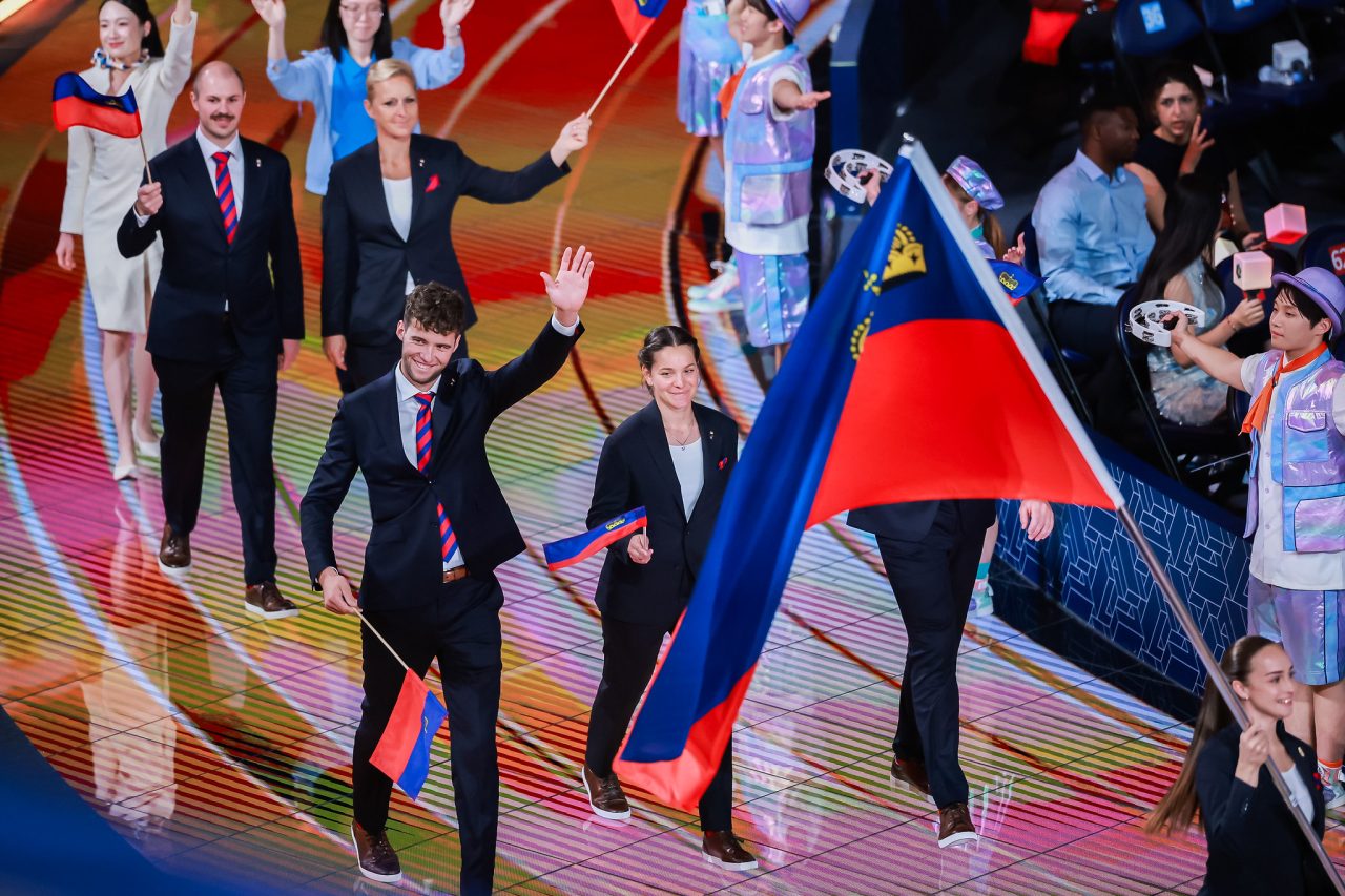 Liechtensteins Teilnehmer bei der Eröffnung der World Skills in Shanghai